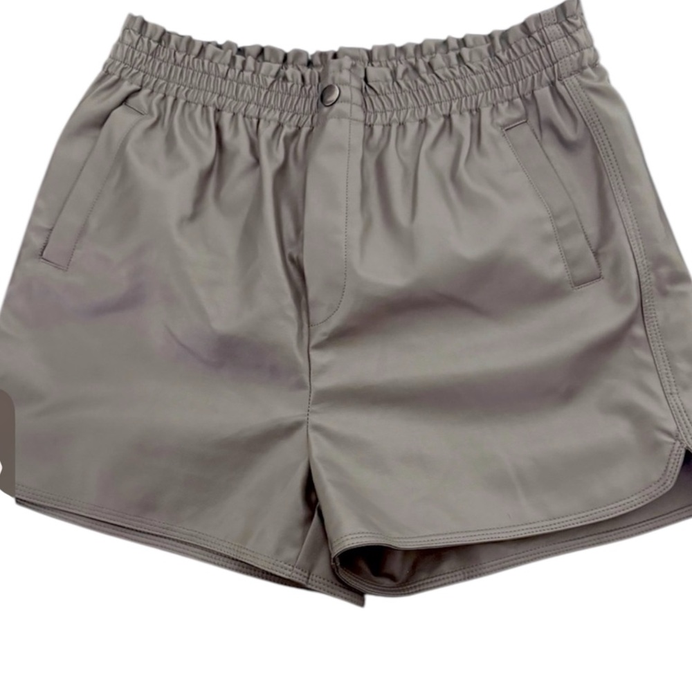 Altar'd State High Waist Faux Leather Shorts in Taupe